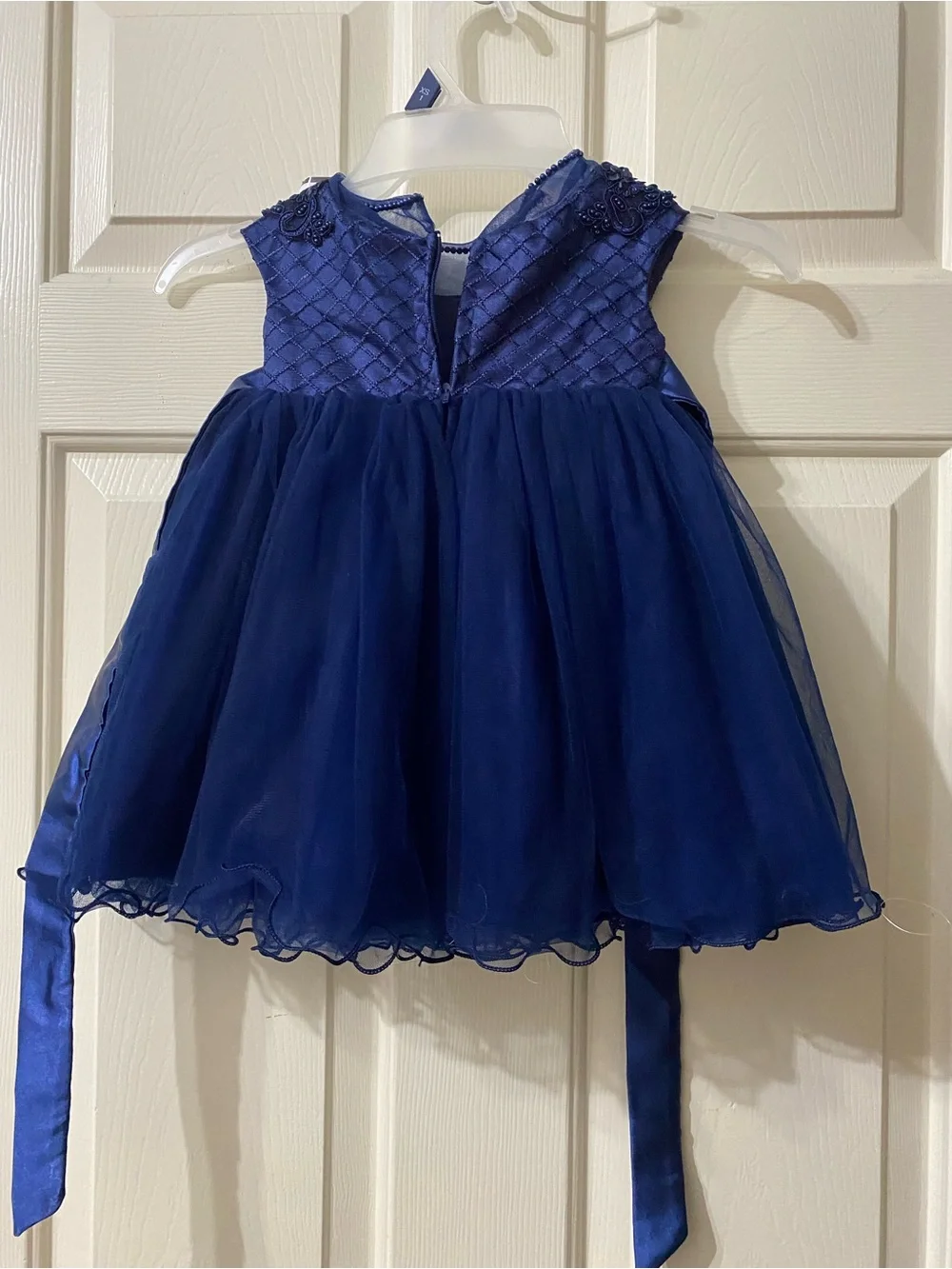 Navy Blue Baby Girl Party Dress with Sequin Bodice